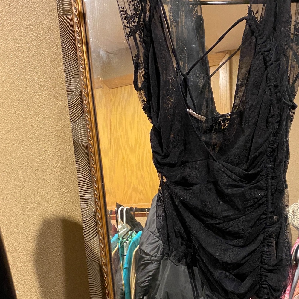 Black Lace Draped Sleeveless Slip Dress - Women Intimates & Sleepwear